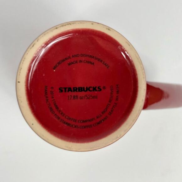 2014 Starbucks Red/Gold Holiday Christmas Tree Mug 17.8 Oz - Picture 7 of 8